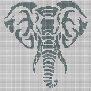 Elephant head 2 silhouette cross stitch pattern in pdf