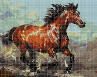 Horse 2 cross stitch pattern in pdf DMC