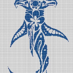 Tribal Hammerhead silhouette cross stitch pattern in pdf
