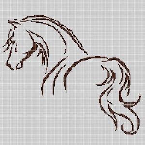 Horse silhouette cross stitch pattern in pdf