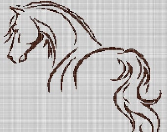 Horse silhouette cross stitch pattern in pdf