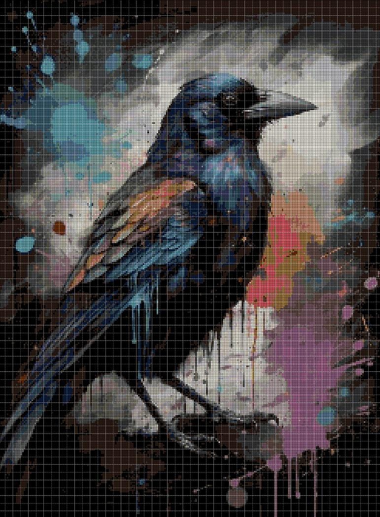 Raven Cross Stitch Pattern in Pdf DMC - Etsy