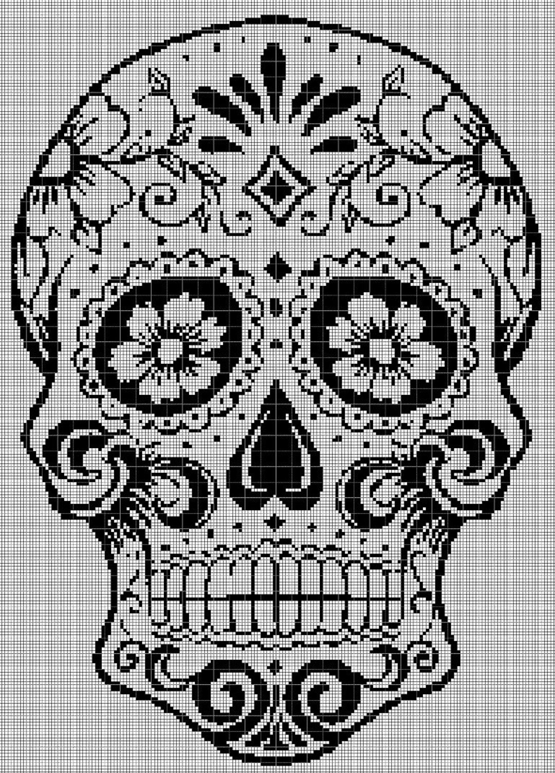 Sugar Skull Silhouette Cross Stitch Pattern in Pdf - Etsy