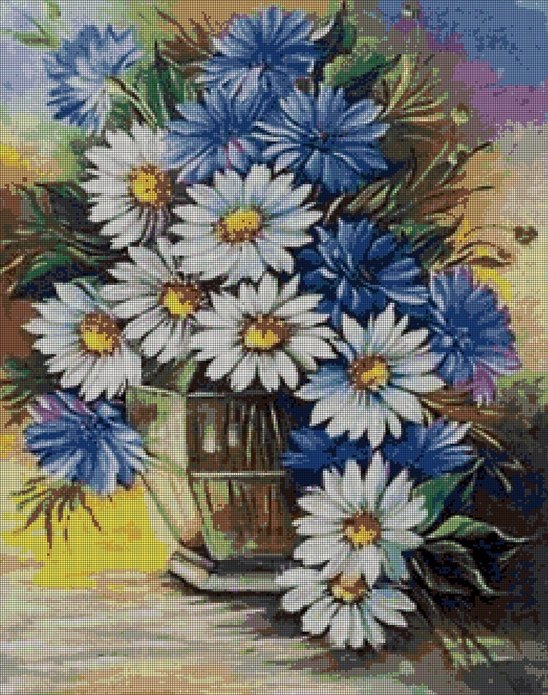 Wildflowers in a Vase Cross Stitch Pattern in Pdf DMC - Etsy
