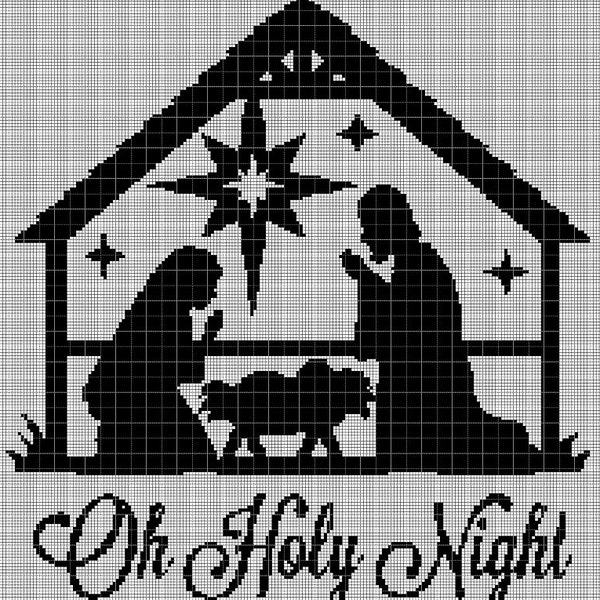 Oh Holy Night silhouette cross stitch pattern in pdf