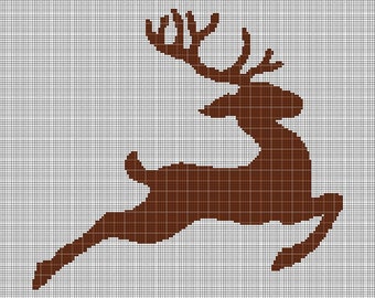 Deer silhouette cross stitch pattern in pdf