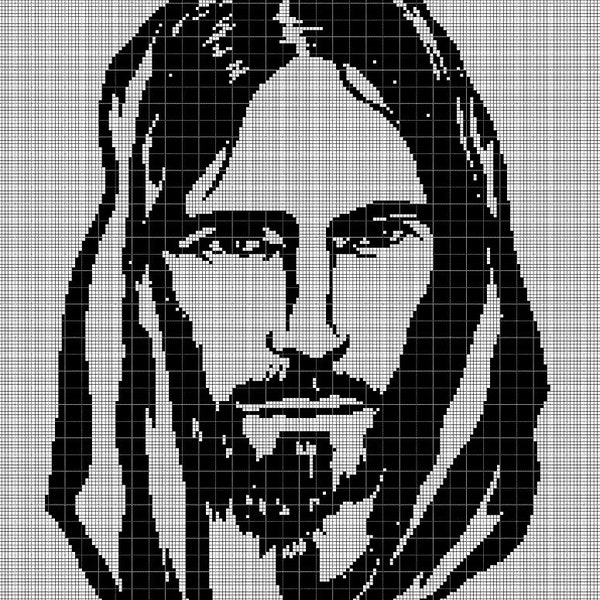 Jesus face silhouette cross stitch pattern in pdf
