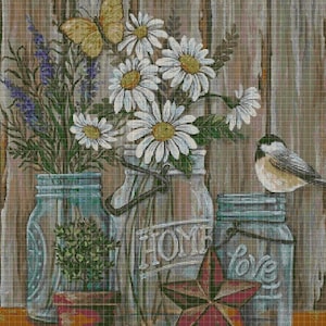 Spring Greeting cross stitch pattern in pdf DMC