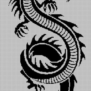 Chinese dragon3 silhouette cross stitch pattern in pdf