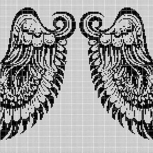 Angel wings 2 silhouette cross stitch pattern in pdf