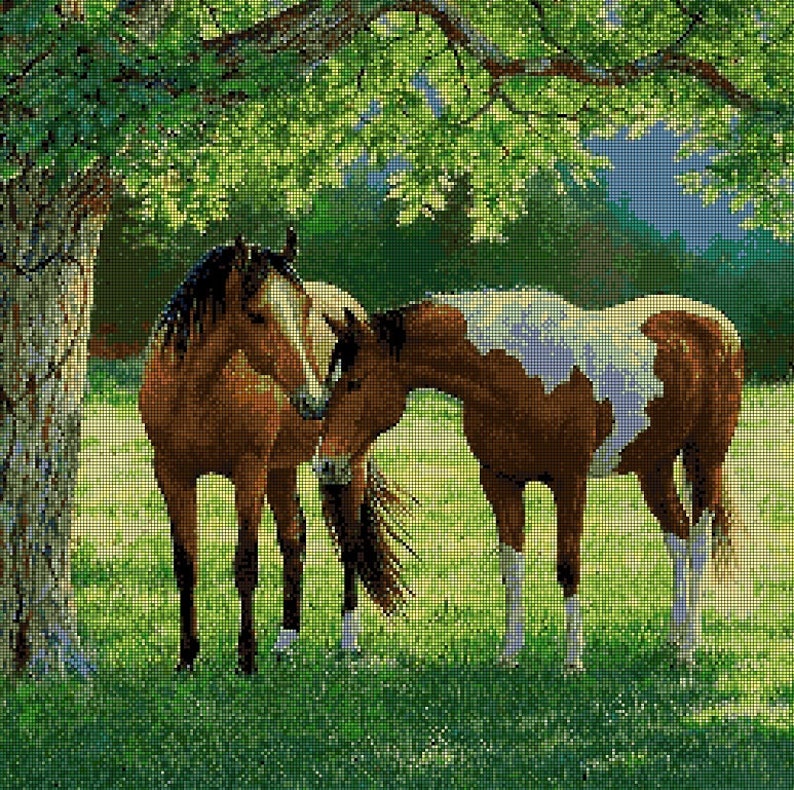 Horses Cross Stitch Pattern in Pdf DMC - Etsy
