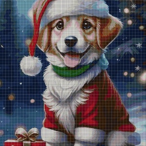 Christmas dog cross stitch pattern in pdf DMC