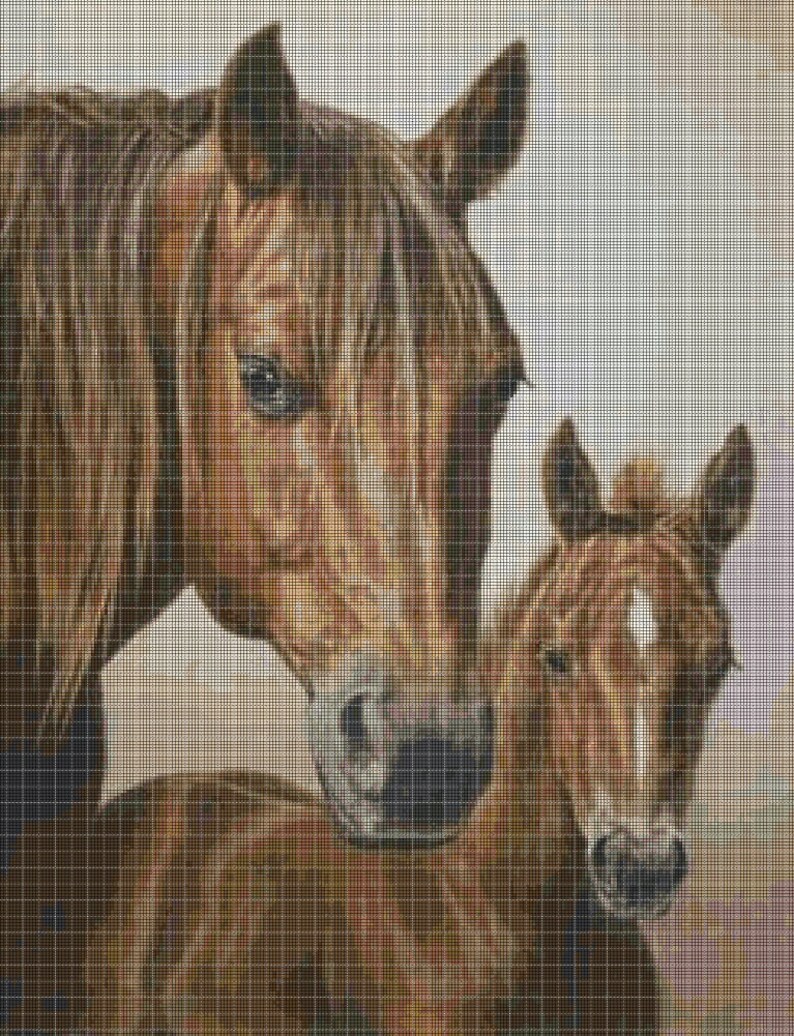 Horses 2 Cross Stitch Pattern in Pdf DMC - Etsy