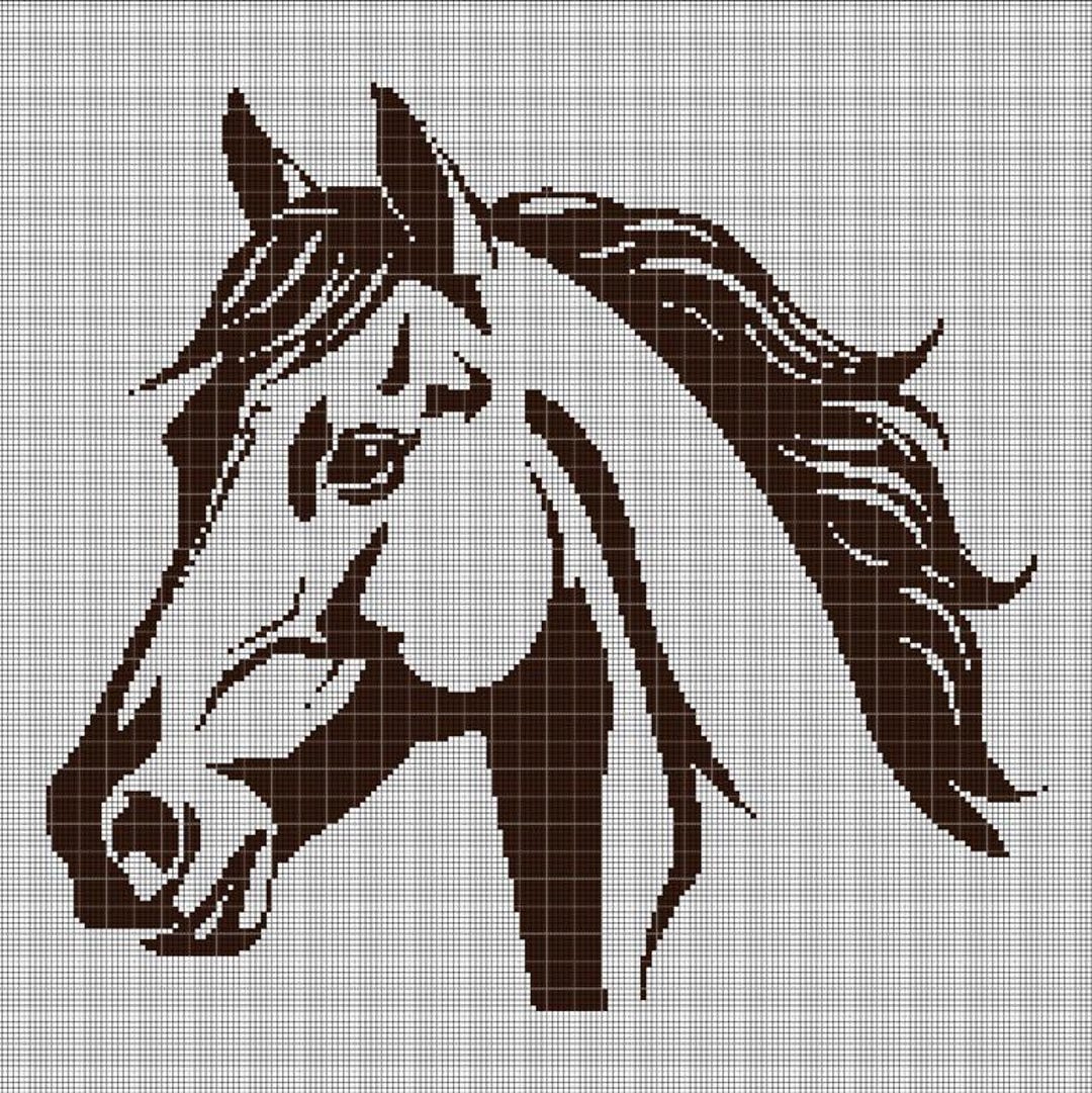 Horse Head 7 Silhouette Cross Stitch Pattern in Pdf - Etsy