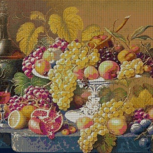 Fruit still life cross stitch pattern in pdf DMC