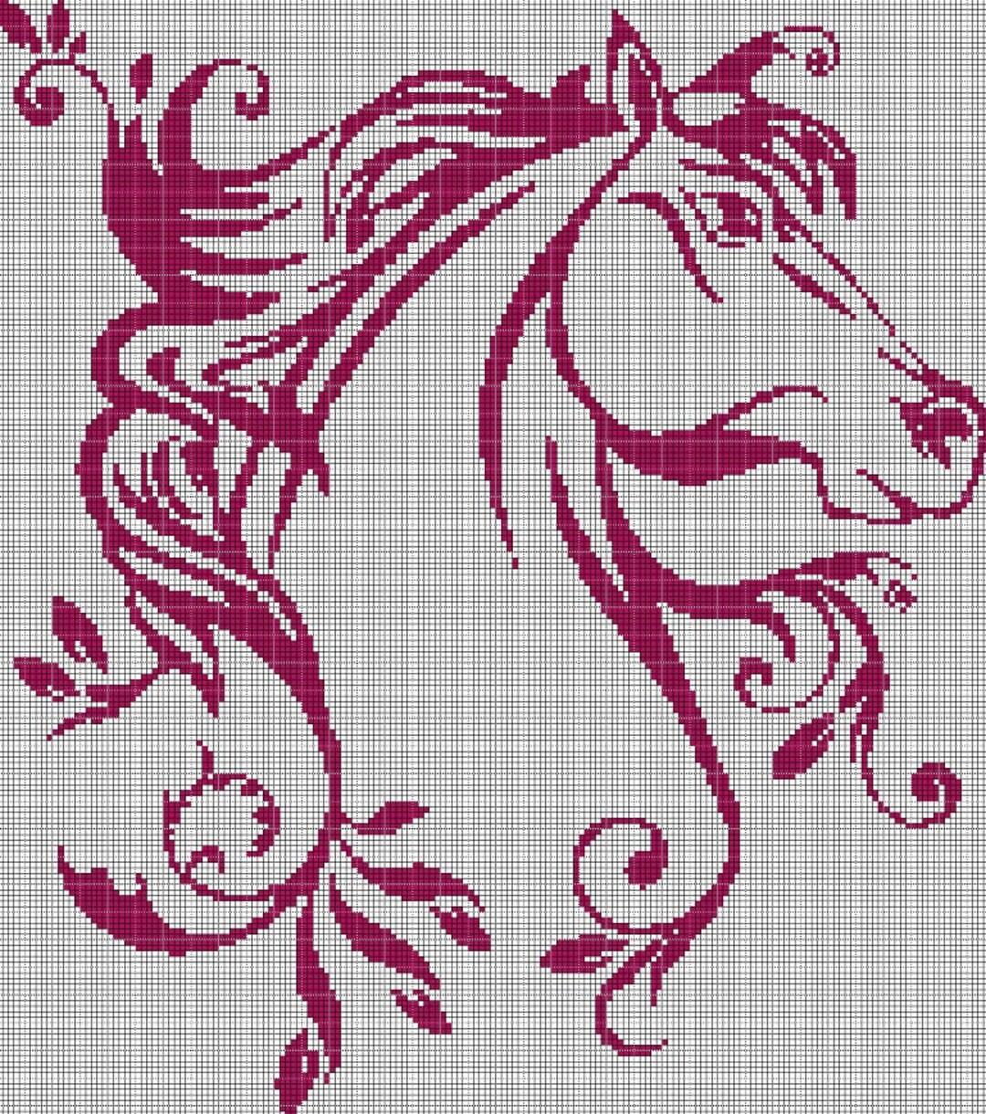 Art Horse Head Silhouette Cross Stitch Pattern in Pdf - Etsy