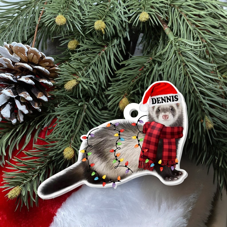 Ferret Christmas Light Ornament, Ferret Christmas Tree Decor, Loved
