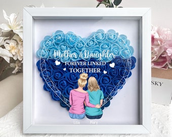 Personalized Mother Daughter Flower Shadow Box, Custom Mom Appreciation Gift, Mothers Day Gifts Birthday Gifts For Mommy, Custom Names