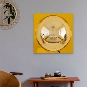 Bubble Mirror Panel Gold / Convex Mirror / Space Age , Pop Art