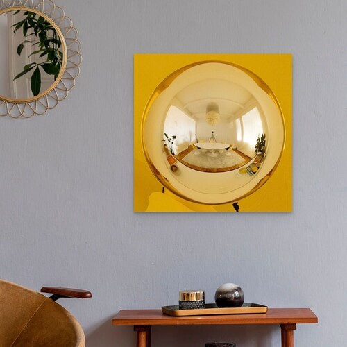 Miroir bulle doré / Style moderne du milieu du siècle / Miroir convexe / Design futuriste / Pop art