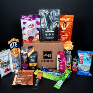 The Athlete Box - Runners, Cyclists, Athletes Dream Fuel Hamper! Sports training, Endurance, Recovery, Box - Perfect Gift for him or her
