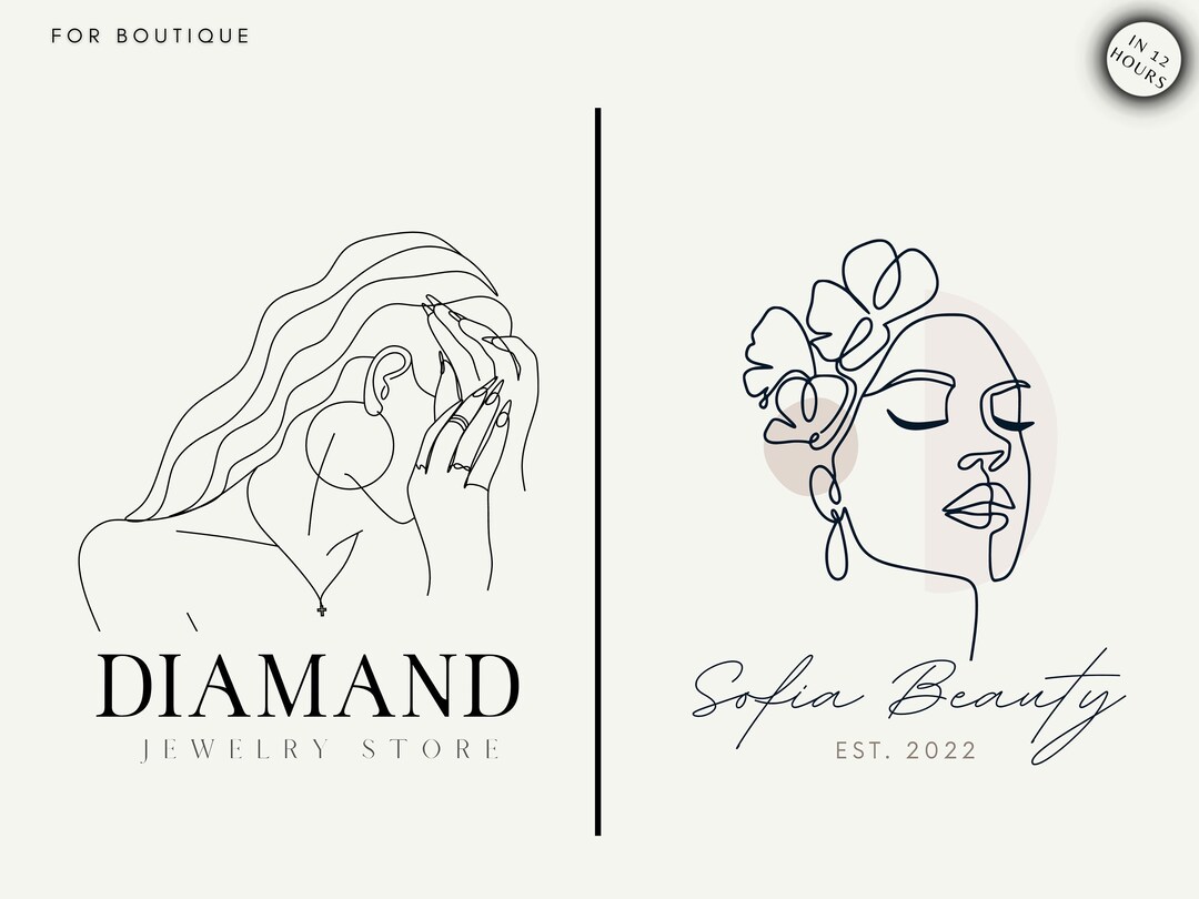 Custom Line Art Jewelry Logo for Your Boutique, Minimalist Lie Art Logo