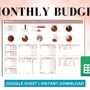 Monthly Budget Planner Spreadsheet Template for Google Sheets, Financial Planner, Budget Template, Spending Tracker, Subscription Tracker