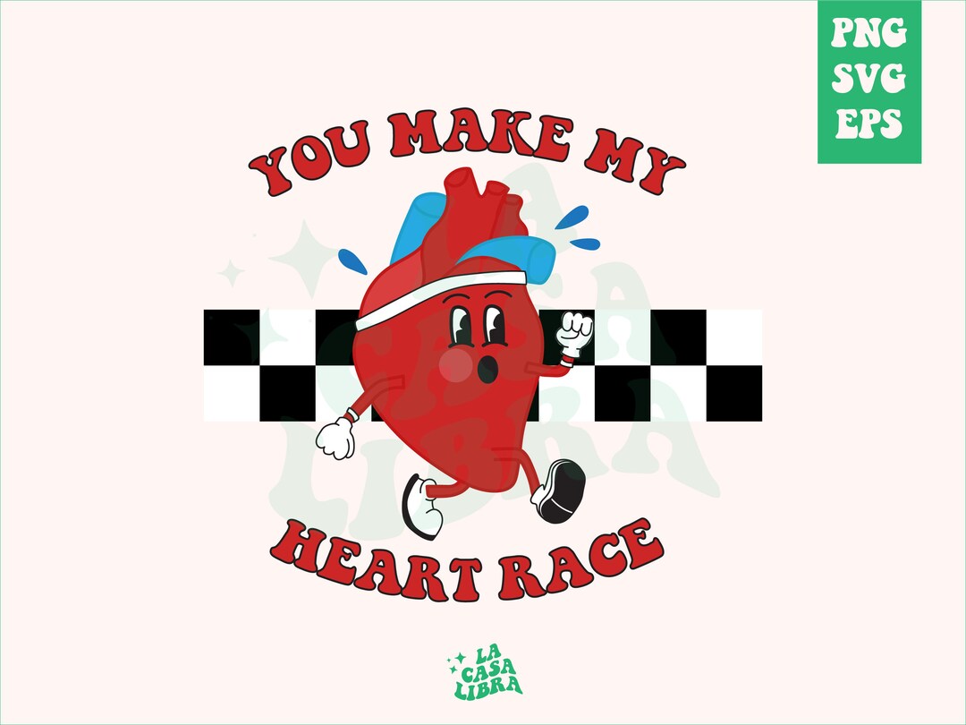 Racing Heart PNG, SVG, EPS, Digital Sublimation Design, Retro Tshirt
