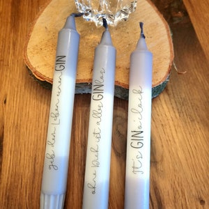 Kerzen bunt, Stabkerzen, personalisiert, individuell, unikat, Gin, Gin o clock, Ikea, Geschenk