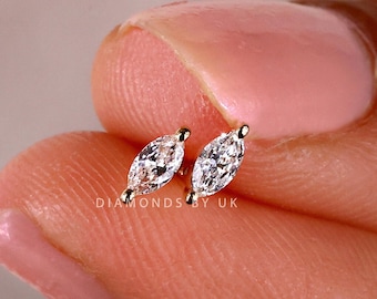 Anniversary Studs for Gift Marquise Diamond Studs Earrings Lab Grown Diamond Earrings for Women Simple Small Earrings for Daughter Flat Back