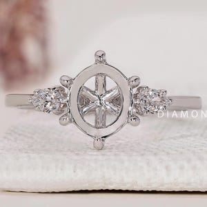 Custom Engagement Ring Setting Without Centre Diamond Custom Semi Mount Rose Yellow White Gold Ring Three Stone Anniversary & Birthday Ring