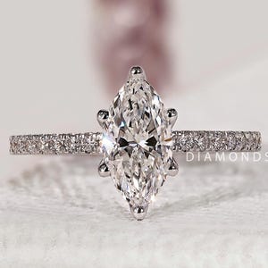 Marquise Diamond Engagement Ring 1 CT Marquise Ring IGI Certified Lab Diamond Ring Anniversary Gifts for Women Yellow Rose White Gold Ring