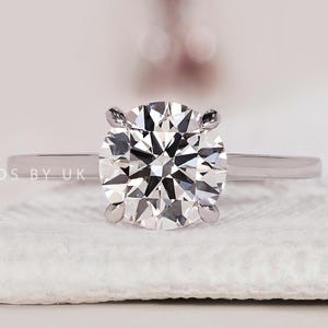 Diamond Engagement Ring Minimalist Solitaire Ring for Women Brilliant Lab Grown Diamond Ring Diamond Promise Ring for Her Cathedral Setting