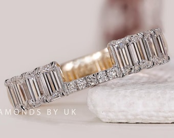 Custom Stacking Ring for Low-Setting Engagement Ring Open Wedding Band Emerald Matching Band Lab Grown Diamond Ring Wide Anniversary Ring