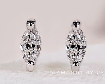 Marquise Diamond Studs 10K 14K 18K Solid Gold Earrings Dainty Diamond Earrings Tiny Stud Earrings Solitaire Marquise Earrings Small Studs