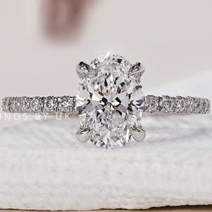 Real Oval Lab Grown Diamond Engagement Ring Oval Lab Diamond Anniversary Ring Oval Brilliant Lab Diamond Ring Oval Proposal Ring for Her