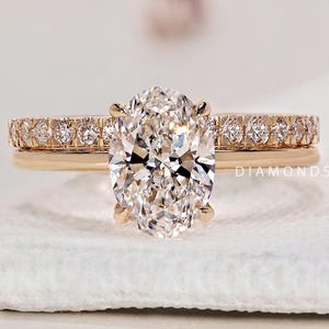 Oval Diamond Bridal Set Bridal Wedding Set Real Lab Grown Diamond Ring Set Solitaire 1.50 CT Oval Diamond Engagement Set Full Eternity Band