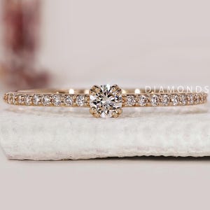 Diamond Promise Ring Women 14k Solid Gold Tiny Engagement Ring Small Diamond Ring Minimalist 18k Gold Braided Ring Lab Grown Diamond Ring