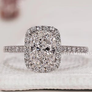 Cushion Cut Lab Diamond Engagement Ring Lab Grown Diamond Ring Cushion Diamond Halo Engagement Ring IGI Certified Diamond Ring Gifts for Her