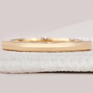 Solid Gold Plain Stacking Ring Plain Ring for Women No Stone Shiny Gold Wedding Ring Thin Stackable Dainty Ring 10k 14k 18k Anniversary Band
