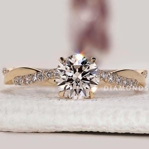 Diamond Engagement Ring Lab Grown Diamond Wedding Ring Diamond Anniversary Ring for Wife Comfort Fit Ring Unique Twisted Band Proposal Ring