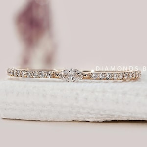 Tiny Marquise Ring Minimalist Engagement Ring for Her Women Simple Solitaire Ring Thin Marquise Cut Band Genuine Lab Diamond Promise Ring