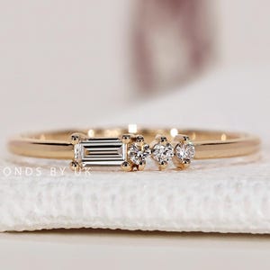 Genuine Lab Grown Diamond Ring Unique Ring Enhancer for Women Dainty Stacking Ring Small Wishbone Anniversary Ring Minimalist Stackable Ring