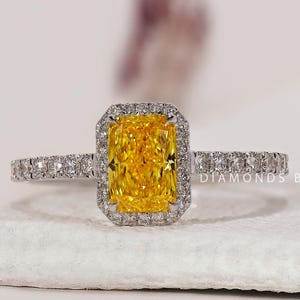 Yellow Diamond Engagement Ring for Her Genuine Lab Grown Diamond Ring IGI Certified Diamond Ring Anniversary Gift for Her Birthday Gift Idea