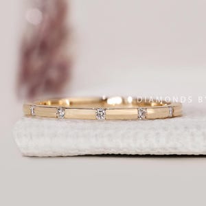 Diamond Wedding Ring Real Lab Grown Diamond Stacking Ring Flush Setting Ring Gift Ideas for Wife Mom Diamond Ring for Women Gold Thin Ring