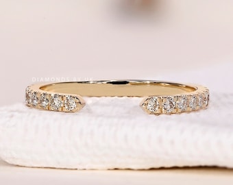 Open Wedding Ring for Engagement Ring Lab Grown Diamond Ring Stackable Open Gap Ring for Main Ring Wedding Matching Band Diamond Engagement