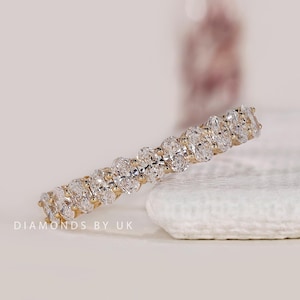 Oval Diamond Wedding Band Genuine Lab Grown Diamond Matching Band Oval Women's Band Bridal Stackable Anniversary Gift Wedding Band For Her