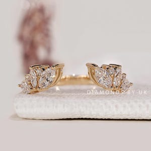 Custom Open Gap Marquise Wedding Band Open Wedding Band Womens Cuff Stacking Ring Matching Band Wrap Ring Custom Marquise Enhancer Ring Gift