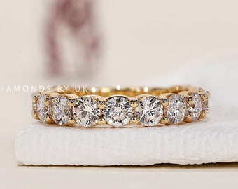 Lab Grown Diamond Eternity Ring Diamond Real Lab Diamond Wedding Band 3.50 MM Diamond Engagement Ring Solid White Yellow Rose Gold Ring Her
