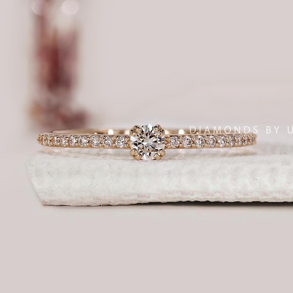 Diamond Promise Ring Women 14k Solid Gold Tiny Engagement Ring Small Diamond Ring Minimalist 18k Gold Braided Ring Lab Grown Diamond Ring